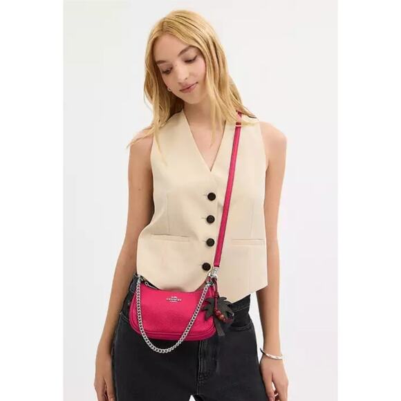 NWT Coach Teri Mini Crossbody Bag With Palm Tree Charm CBG80 In Dragonfruit Pink - Picture 2 of 4